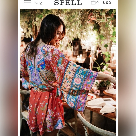 Spell & The Gypsy Collective Lotus Kimono Boho Flowy Festival Romper RARE XS - Picture 8 of 8